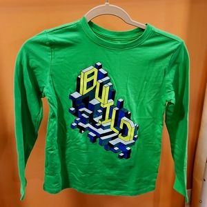 Long sleeved green t-shirt with cool design on front